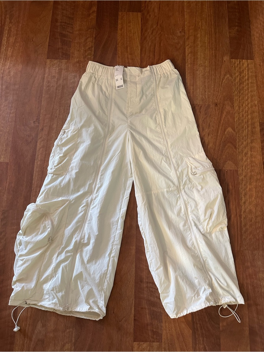 Urban Outfitters Off White Cargo Parachute Pants